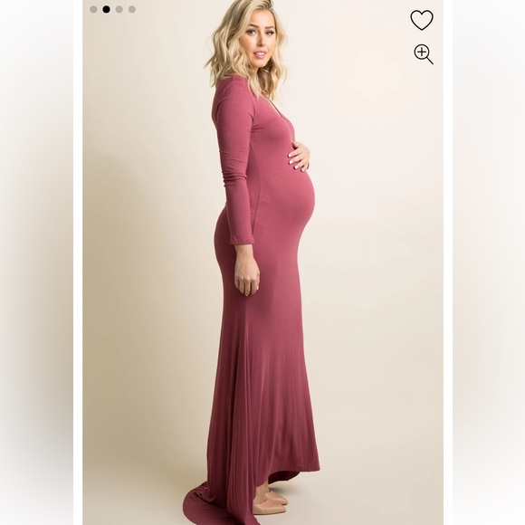 PinkBlush Mauve long sleeve photoshop maternity gown Size L - Picture 2 of 8